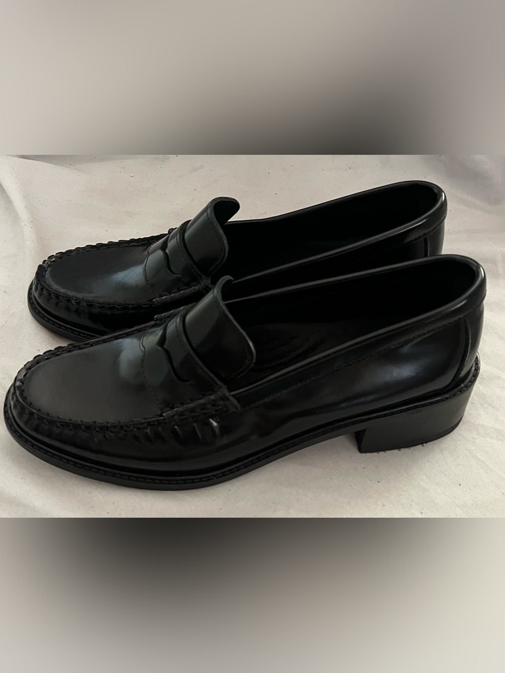 G.H. Bass WHITNEY BLACK LEATHER LOAFER BLOCK HEEL SHOE 9 $200 NEW - Picture 9 of 12